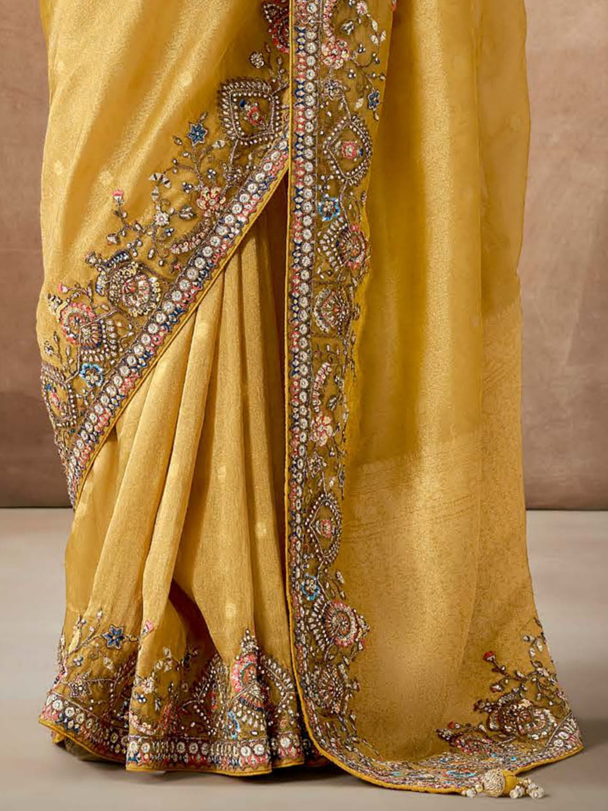 Glamorous Mustard Yellow Silk Haldi Wear Saree With Blouse