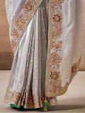 Magnetic Lavender Heavy Border Work Silk Festival Wear Saree