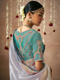 Magnetic Lavender Heavy Border Work Silk Festival Wear Saree