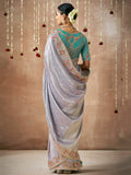 Magnetic Lavender Heavy Border Work Silk Festival Wear Saree