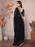 Elegant Black Zari Embroidery Georgette Function Wear Saree With Blouse - Zeel Clothing