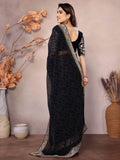 Elegant Black Zari Embroidery Georgette Function Wear Saree With Blouse - Zeel Clothing