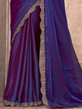 Elegant Blue Border Work Georgette Traditional Saree With Blouse - Zeel Clothing