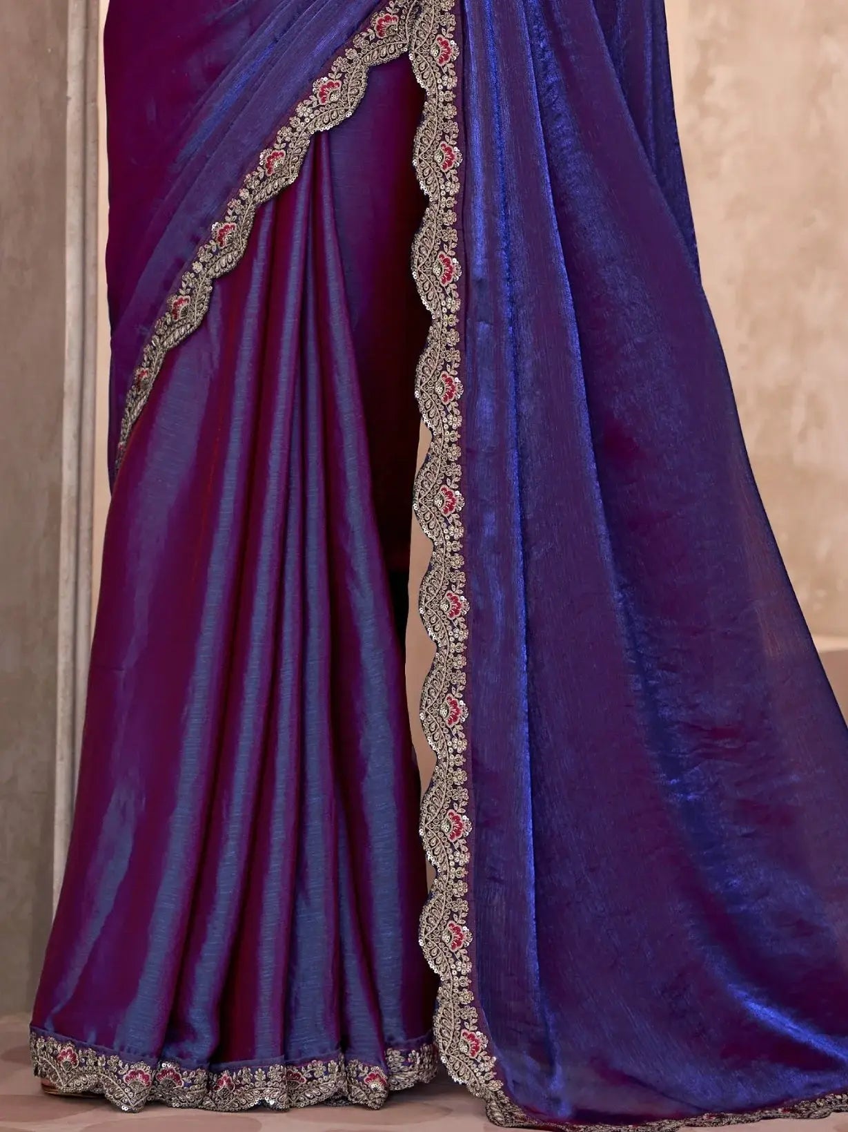 Elegant Blue Border Work Georgette Traditional Saree With Blouse - Zeel Clothing