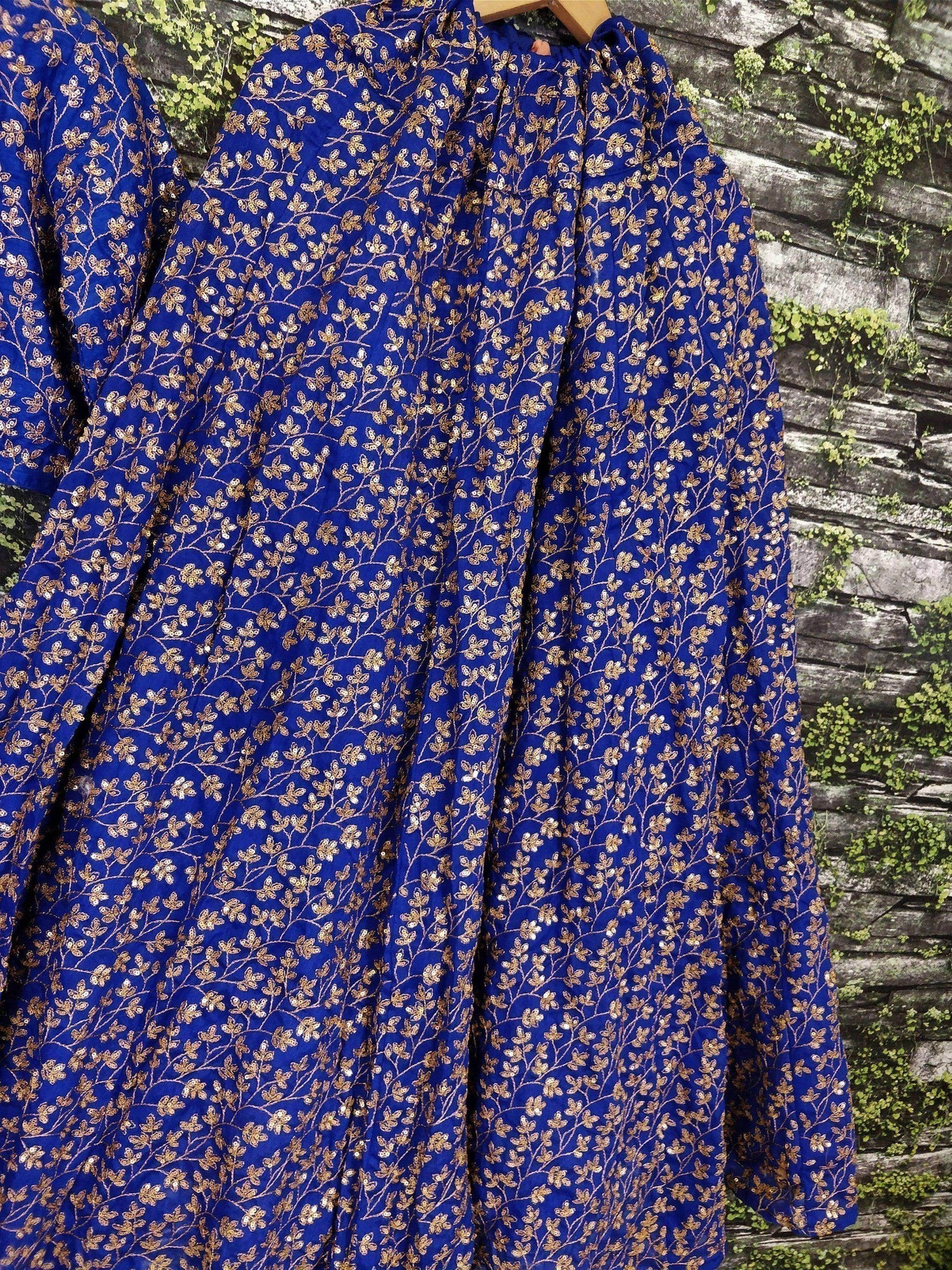 Elegant Blue Colored Designer Heavy Embroidered Raw Silk Lehenga - Zeel Clothing