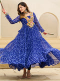 Elegant Blue Patch Work Georgette Navratri Special Gown - Zeel Clothing