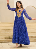 Elegant Blue Patch Work Georgette Navratri Special Gown - Zeel Clothing