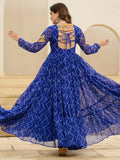Elegant Blue Patch Work Georgette Navratri Special Gown - Zeel Clothing