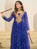 Elegant Blue Patch Work Georgette Navratri Special Gown - Zeel Clothing