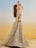 Elegant Brown Embroidered Net Wedding Wear Lehenga Choli With Dupatta - Zeel Clothing