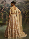 Elegant Cream Dori Embroidery Net Bridesmaid Lehenga Choli With Dupatta
