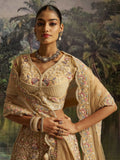 Elegant Cream Dori Embroidery Net Bridesmaid Lehenga Choli With Dupatta