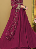 Elegant Dark Pink Sequins Georgette Reception Wear Anarkali Suit - Zeel Clothing