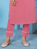 Elegant Dusty Pink Embroidered Rinkal Cotton Summer Wear Pant Suit - Zeel Clothing