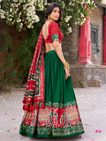 Elegant Green Patola Printed Silk Festival Wear Lehenga Choli - Zeel Clothing