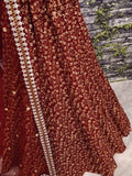 Elegant Maroon Colored Designer Heavy Embroidered Raw Silk Lehenga - Zeel Clothing