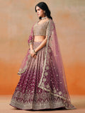 Elegant Maroon Embroidered Georgette Bridesmaids Lehenga Choli - Zeel Clothing