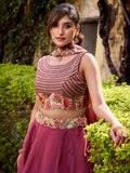 Elegant Maroon Sequins Embroidery Silk Engagement Wear Lehenga Choli