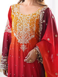 Elegant Orange Chinnon Thread Sequins Eid Wear Sharara Suit - Zeel Clothing