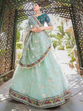 Elegant Pastel Green Thread Embroidery Organza Occasion Wear Lehenga Choli - Zeel Clothing