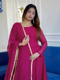 Elegant Pink Georgette Casual Wear Gown With Dupatta - Zeel Clothing