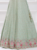 Elegant Pista Green Sequin Georgette Reception Wear Lehenga Choli - Zeel Clothing