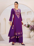 Elegant Purple Thread Embroidered Rayon Festive Wear Co-Ord Set - Zeel Clothing