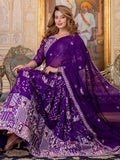 Elegant Purple Thread Work Georgette Lehenga Choli With Dupatta - Zeel Clothing