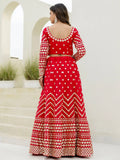 Elegant Red Foil Embroidery Georgette Reception Wear Lehenga Choli - Zeel Clothing