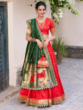 Elegant Red Zari Weaving Silk Traditional Lehenga Choli With Dupatta - Zeel Clothing