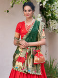Elegant Red Zari Weaving Silk Traditional Lehenga Choli With Dupatta - Zeel Clothing