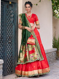 Elegant Red Zari Weaving Silk Traditional Lehenga Choli With Dupatta - Zeel Clothing