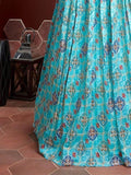 Elegant Sky Blue Fancy Printed Chinon Silk Lehenga Choli With Dupatta - Zeel Clothing