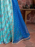 Elegant Sky Blue Fancy Printed Chinon Silk Lehenga Choli With Dupatta - Zeel Clothing