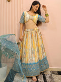 Elegant White & Blue Sequins Chinon Festive Wear Lehenga Choli - Zeel Clothing