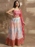 Elegant White & Pink Sequin Chinon Reception Wear Lehenga Choli - Zeel Clothing