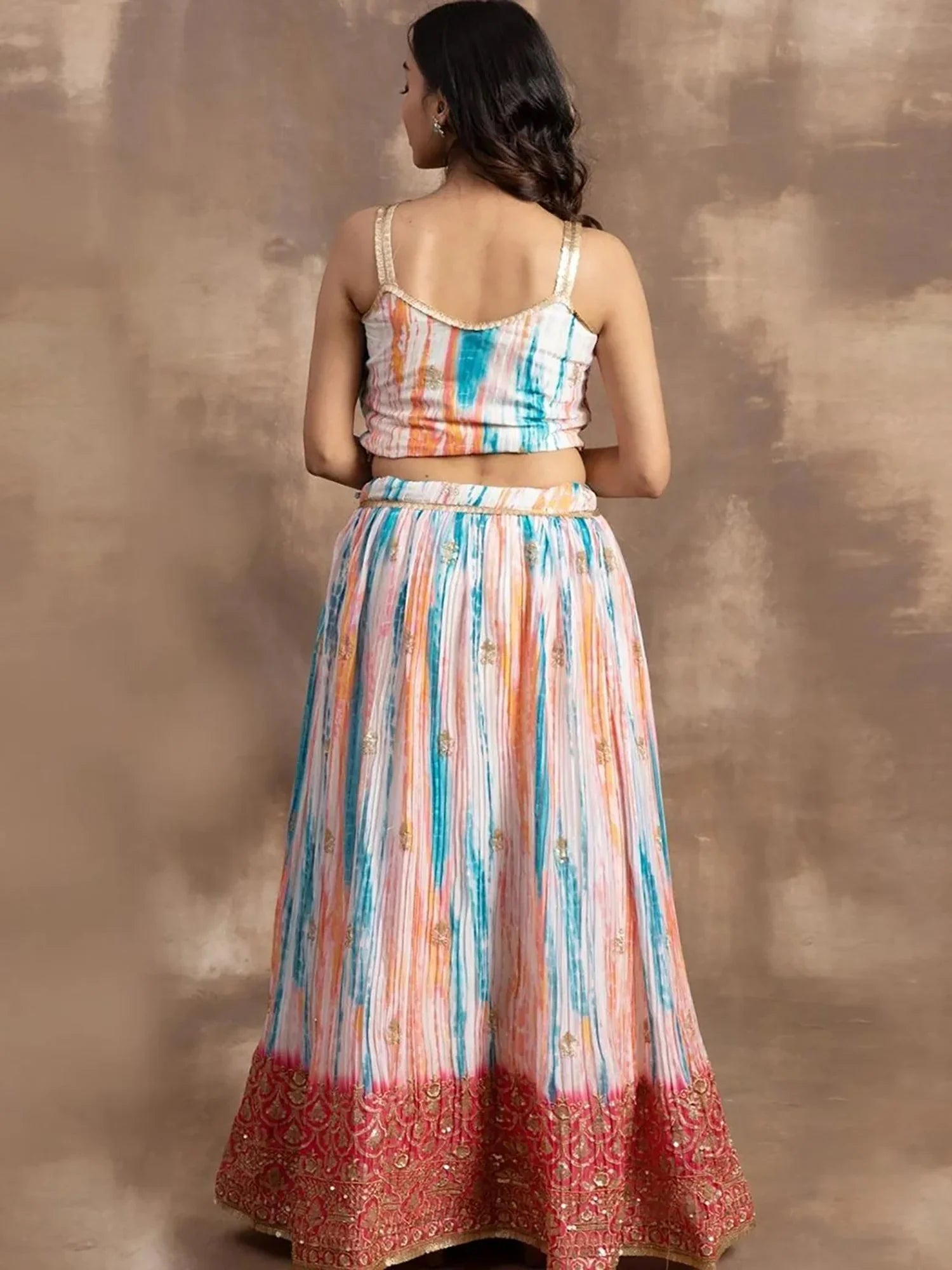 Elegant White & Pink Sequin Chinon Reception Wear Lehenga Choli - Zeel Clothing