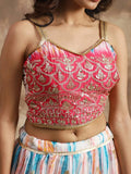 Elegant White & Pink Sequin Chinon Reception Wear Lehenga Choli - Zeel Clothing