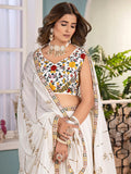 Elegant White Sequin Work Silk Wedding Wear Lehenga Choli With Dupatta