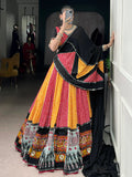 Elegant Yellow Bandhej Print Rayon Navratri Special Lehenga Choli With Dupatta - Zeel Clothing