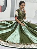 Elevated Green Lace Border Cotton Festive Wear Lehenga Choli With Dupatta - Zeel Clothing