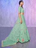 Enchanting Aqua Green Sequins Net Lehenga Choli With Dupatta - Zeel Clothing