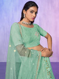 Enchanting Aqua Green Sequins Net Lehenga Choli With Dupatta - Zeel Clothing