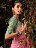 Enchanting Baby Pink Zari Weaving Silk Wedding Wear Saree With Blouse - Zeel Clothing