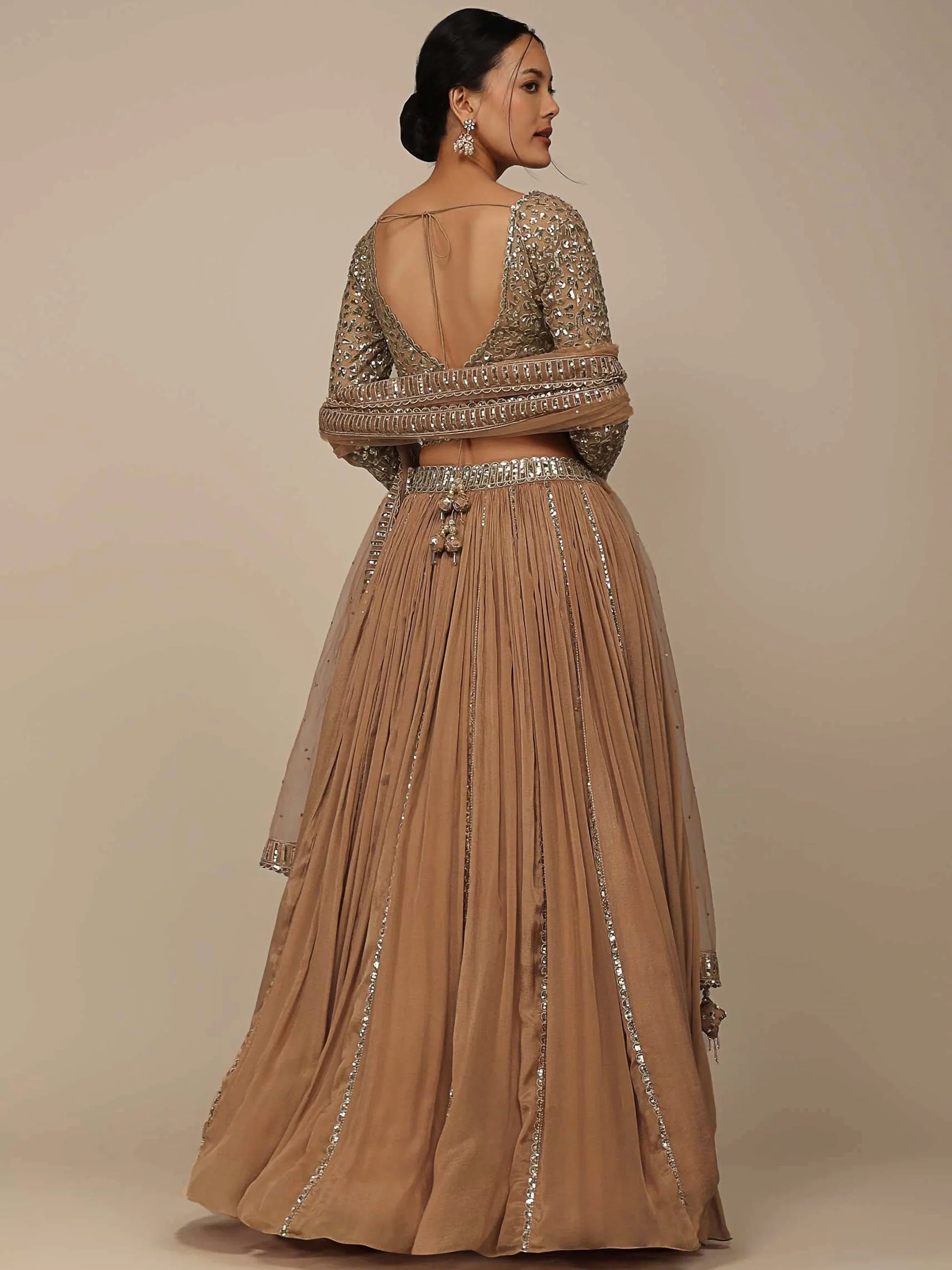 Enchanting Beige Sequins Georgette Engagement Wear Lehenga Choli - Zeel Clothing
