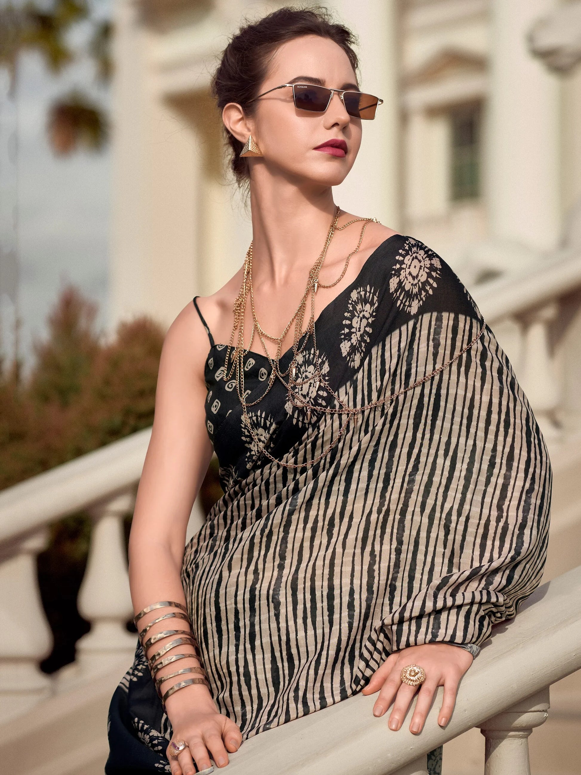 Enchanting Black Digital Printed Silk Traditional Saree With Blouse - Zeel Clothing
