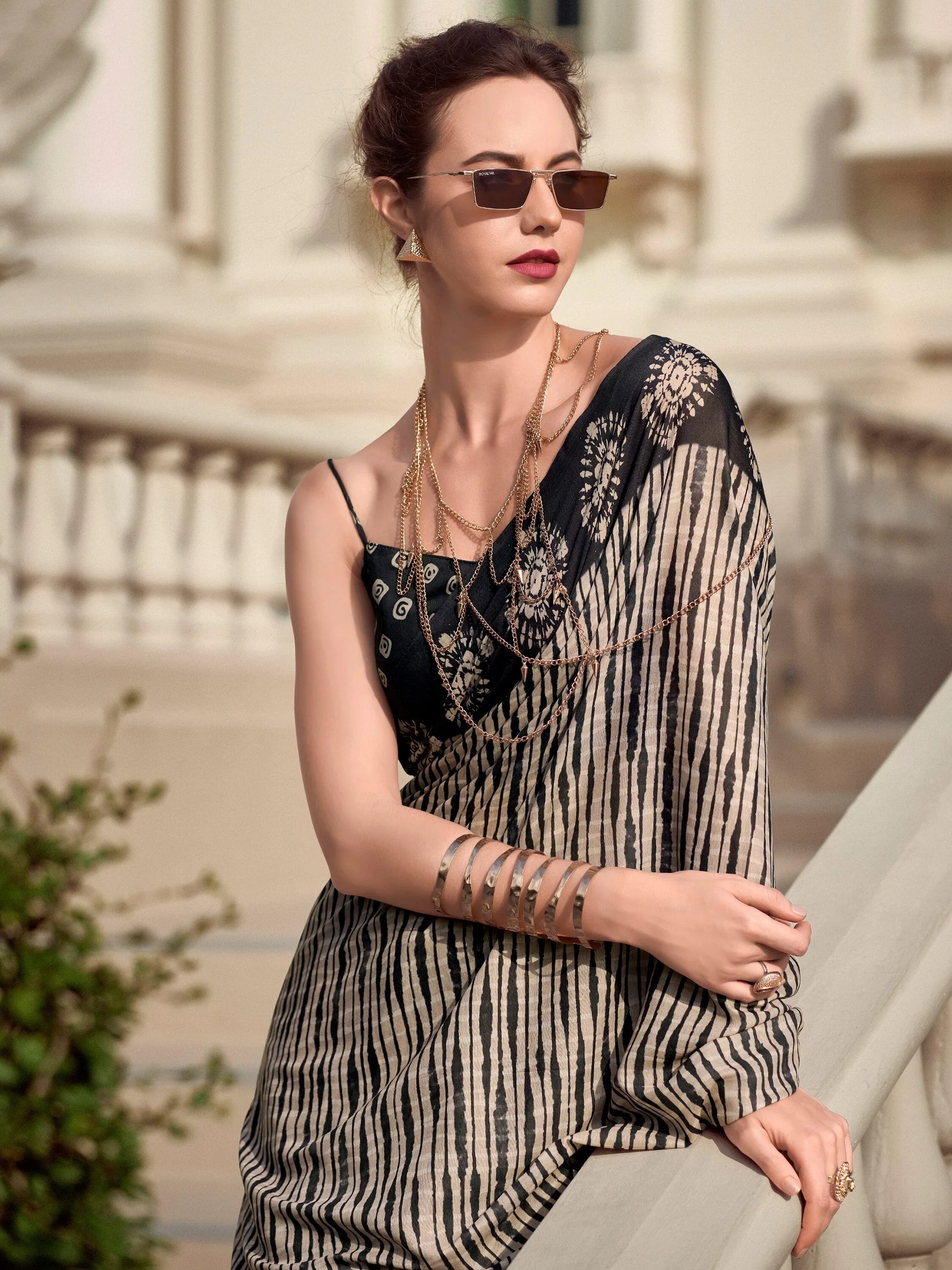 Enchanting Black Digital Printed Silk Traditional Saree With Blouse - Zeel Clothing