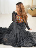 Enchanting Black Laheriya Printed Georgette Navratri Wear Gown - Zeel Clothing