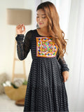 Enchanting Black Laheriya Printed Georgette Navratri Wear Gown - Zeel Clothing