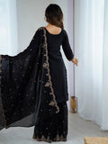 Enchanting Black Zari Embroidered Silk Evening Wear Sharara Suit With Dupatta - Zeel Clothing